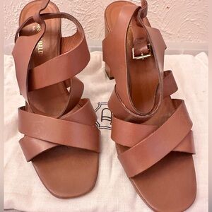 Massimo Baldi Brown Leather Strappy Heeled Sandals — Size 9.5